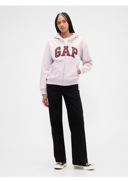 Kadın Açık Gri Gap Logo Fleece Fermuarlı Sweatshirt fırsatları