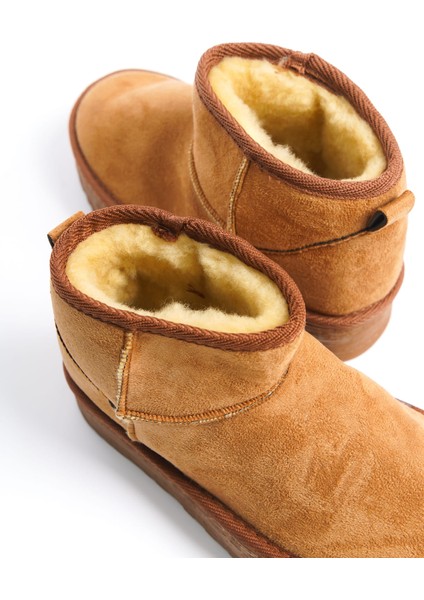 Mıa Bağcıksız Düz ve Kalın Taban Içi Kürklü Kısa Süet Kadın Bot Tt Taba fiyatları