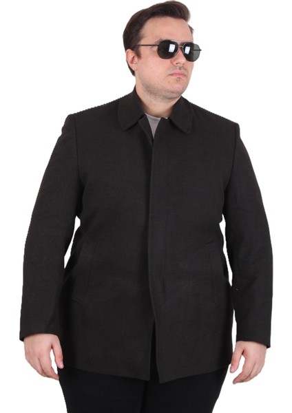 Mocgrande Erkek Büyük Beden Kaşmir Kaban 103008 Kahverengi