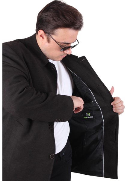 Mocgrande Erkek Büyük Beden Kaşmir Kaban 103008 Kahverengi modelleri