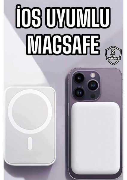 5000 Mah Ios Uyumlu Magsafe Kablosuz Şarj Hızlı Şarj Desteği