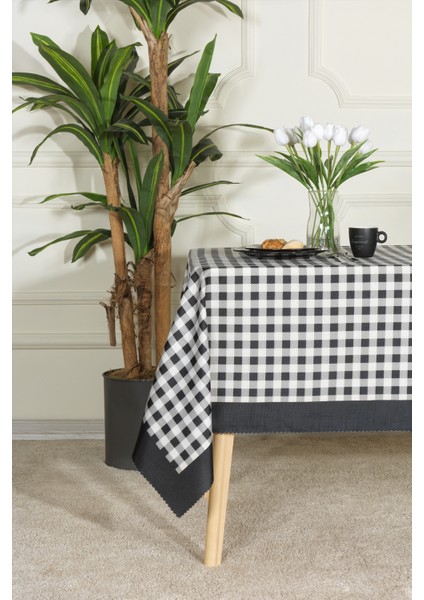 Ekose Masa Örtüsü Digital Baskılı (160X220 Cm) Siyah