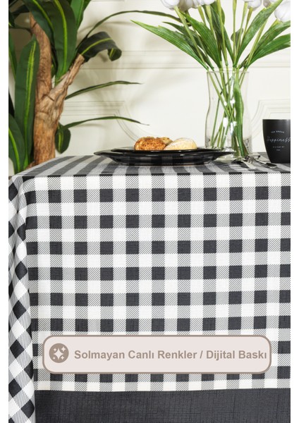 Ekose Masa Örtüsü Digital Baskılı (160X220 Cm) Siyah fiyatları