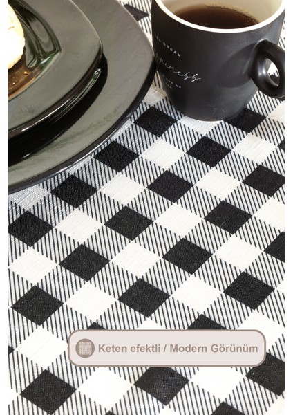 Ekose Masa Örtüsü Digital Baskılı (160X220 Cm) Siyah modelleri