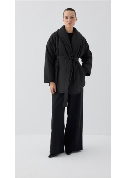 Kuşaklı Şişme Mont Kadın modelleri