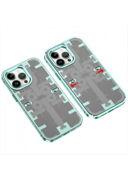 iPhone 13 Pro Kılıf Mekanik Bumper Kapak - Yeşil (K95)