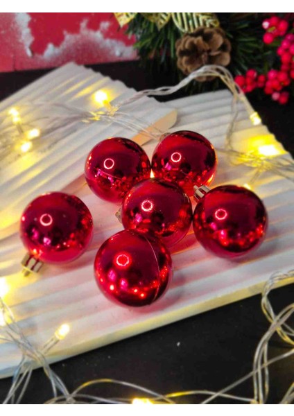 Yılbaşı & Güzel Günler Süs Topları 6 Ad 4 cm Parlak Kırmızı modelleri