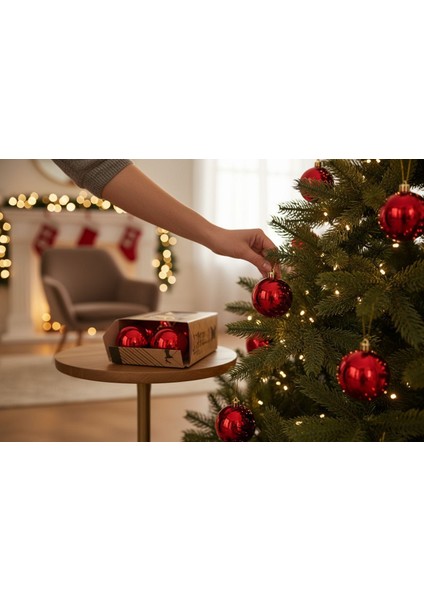 Yılbaşı & Güzel Günler Süs Topları 6 Ad 4 cm Parlak Kırmızı indirimleri