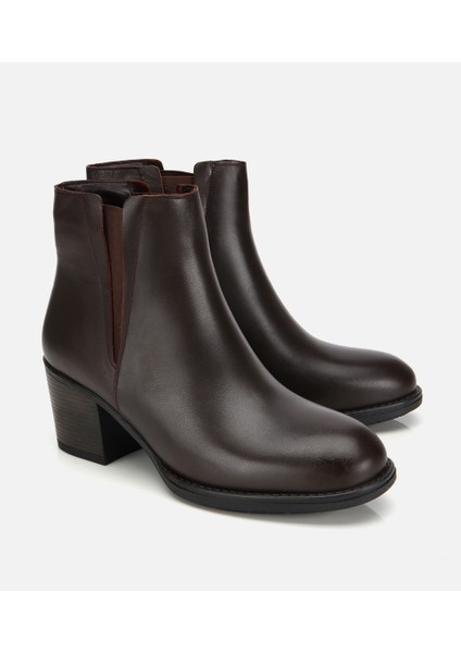 01BOH314560A480 KADIN Deri Kahverengi Lastik Detaylı Bilekte Topuklu Bot fiyatları