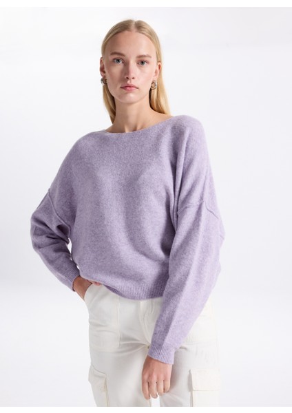 Kayık Yaka Standart Hardal Kadın Kazak DAM225H25GLYCCH