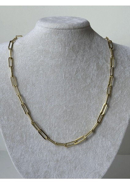 14 K Renginde Büyük Ataç Şekilli Gold Kolye 45 cm modelleri