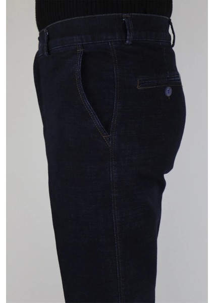 Fistan Store Erkek Koyu Lacivert Rahat Kalıp Yandan Cepli Boru Paça Battal Kışlık Keten Pantolon modelleri