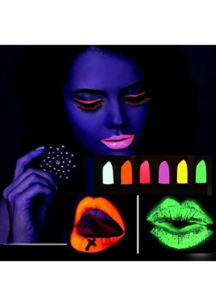 6 Lı Neon Boya - Uv Işıkta Parlayan Makyaj Seti modelleri