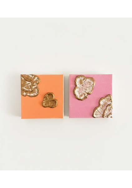 Altın ve Siyah Renkli Soyut Doku Tablo Seti (2'li)