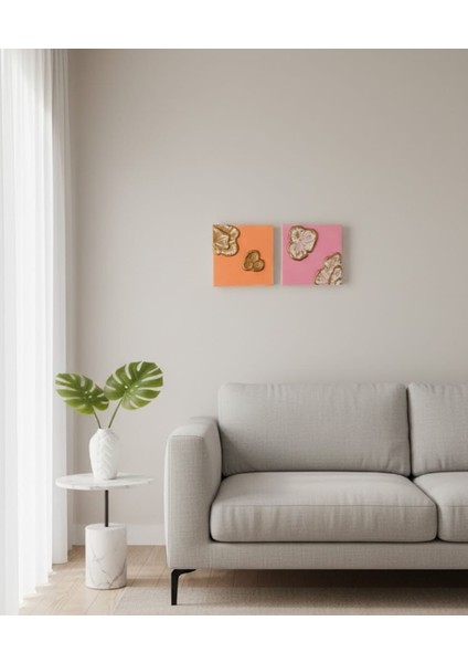 Altın ve Siyah Renkli Soyut Doku Tablo Seti (2'li) fiyatları