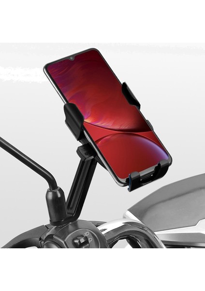 Bisiklet ve Motosiklet Için Dikiz Aynası Cep Telefonu Tutucusu USB Yuvası Kablolu