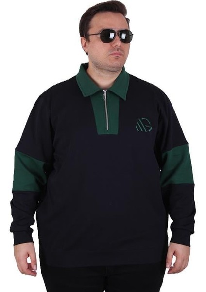 Büyük Beden Polo Yaka Fermuarlı Sweat Double Face 25709 Lacıvert fiyatları