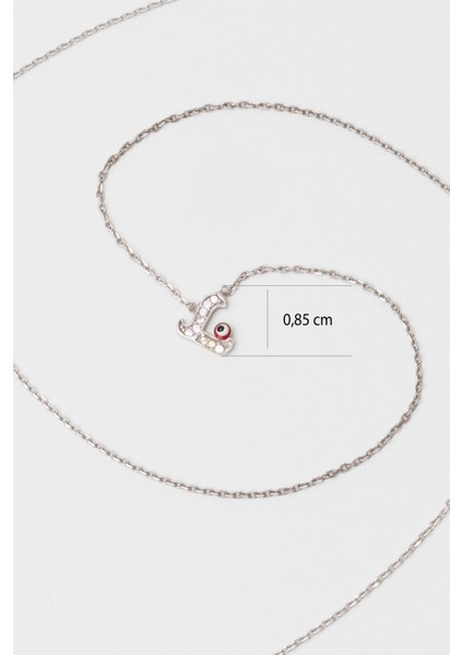 L Harfi 18 Ayar Beyaz Altın Kaplama 45 cm Gümüş Nazar Kolye fiyatları