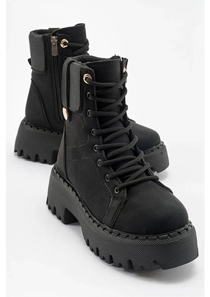 Kalın Taban Bağcıklı Siyah Kadın Bot & Bootie BTUK01 fiyatları