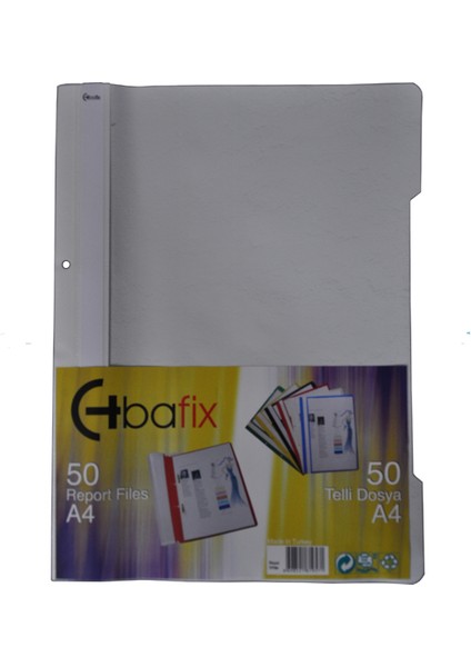 Bafix Telli Dosya Plastik Xl Gri A4 (50 Li)