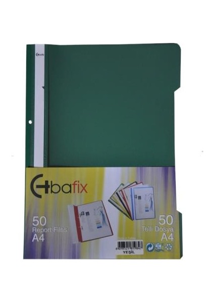 Bafix Telli Dosya Plastik Xl Yeşil A4 (50 Li)