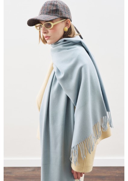 Kaşmir Dokulu Şal Mavi