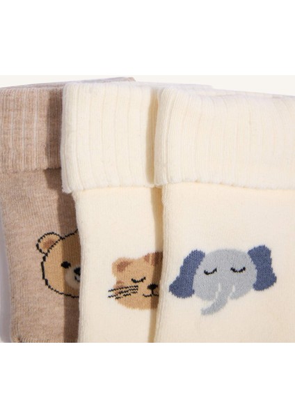 Erkek Bebek Kaydırmaz Taban 3'lü Pamuklu Uzun Çorap F6714A5NS fırsatları