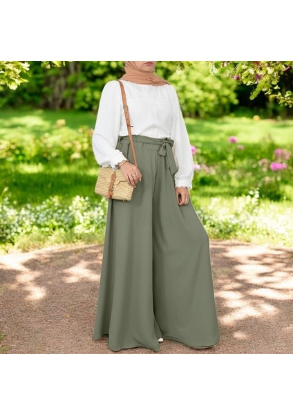 Yazlık Keten Şalvar Pantolon Kemerli