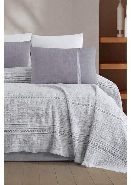 Nish Yastık Kılıfı Brodeli 2 Adet (50X70 Cm) Gri