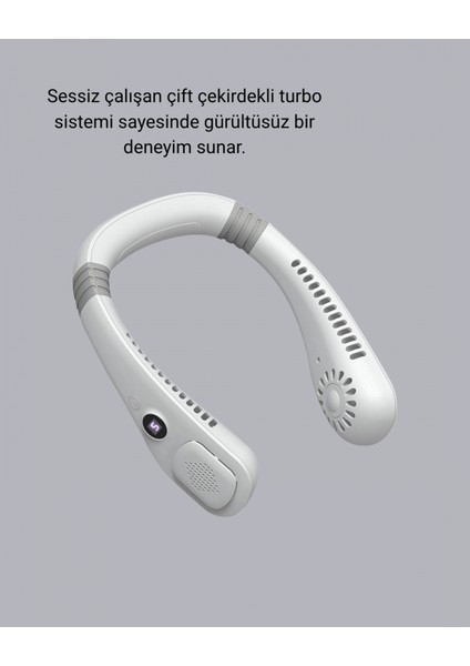 Kablosuz Giyilebilir Boyun Fanı Çift Motorlu ve 5 Kademeli Hız Kontrolü modelleri