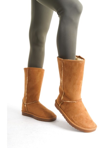 Madelıne Bağcıksız Düz Taban Içi Kürklü Süet Kadın Bot Tt Taba modelleri