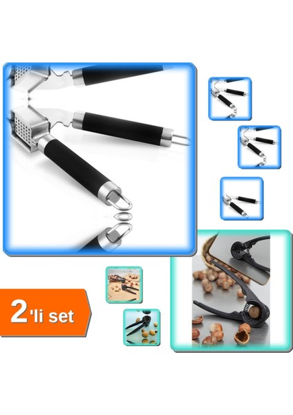 Lüx Çelik Sarımsak Ezici + Fındık Kıracağı Döküm - 2li Set G5H6J