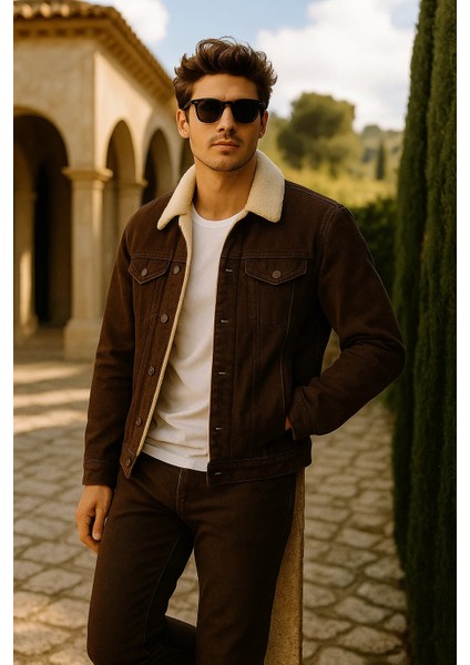 Erkek Kışlık Premium Günlük Içi Kürk K.kahve Kot Ceket modelleri
