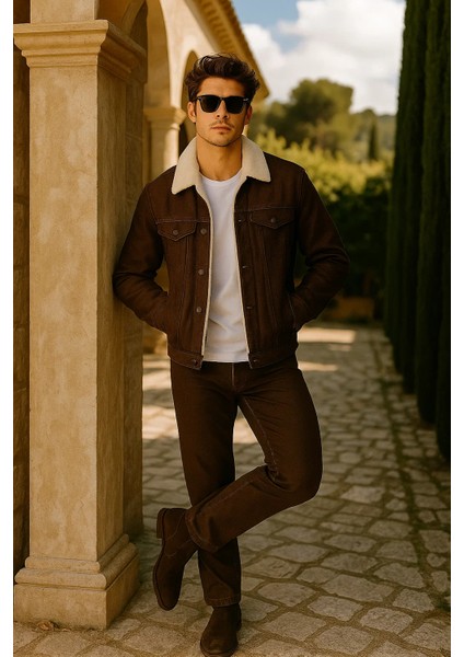 Erkek Kışlık Premium Günlük Içi Kürk K.kahve Kot Ceket fırsatları