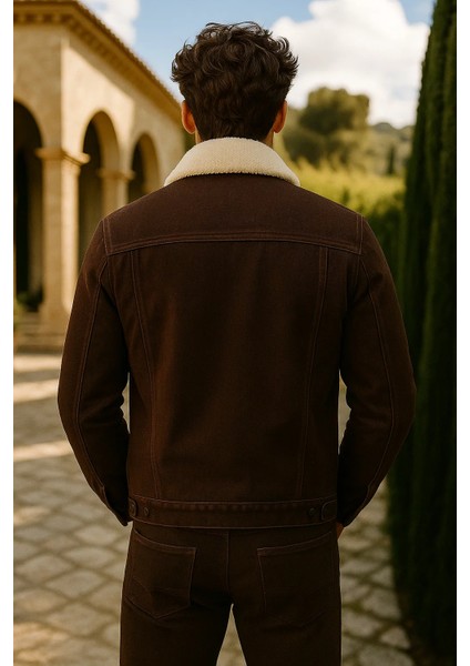 Erkek Kışlık Premium Günlük Içi Kürk K.kahve Kot Ceket
