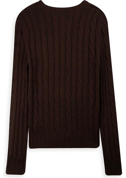 Uzun Kollu V Yaka Triko Kahve Rengi Kazak fiyatları