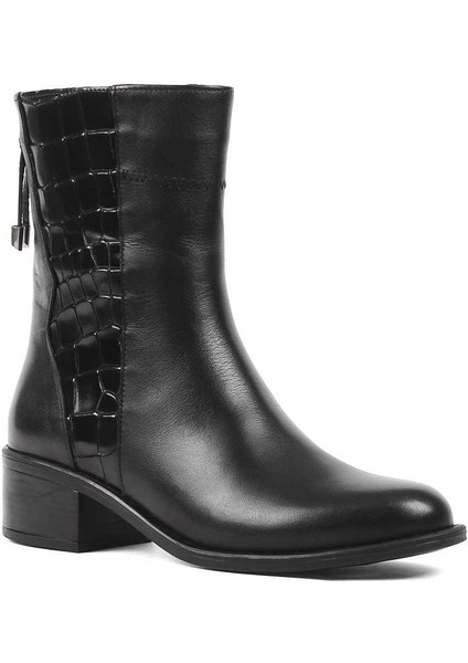 Kadın Siyah Fermuarlı Kroko Deri Bot fiyatları