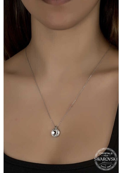 Ucarticaret Swarovski Crystal Taşlı Çerçeveli Gümüş Kadın Kolye