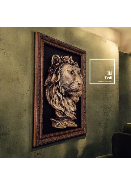 Morgue 3D Aslan Rölyef Tablo – Çerçeveli Polyester Duvar Dekoru, Lüks Aslan Figürlü Tablo Modeli fiyatları