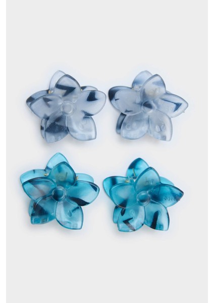 Kadın 4lü Mavi Çiçekli Mandal TOKA F8255AXNS