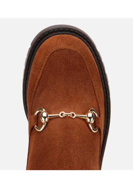 01BOH313200A370 KADIN Süet Deri Taba Tokalı Lastik Detaylı Kalın Tabanlı Topuklu Bot indirimleri