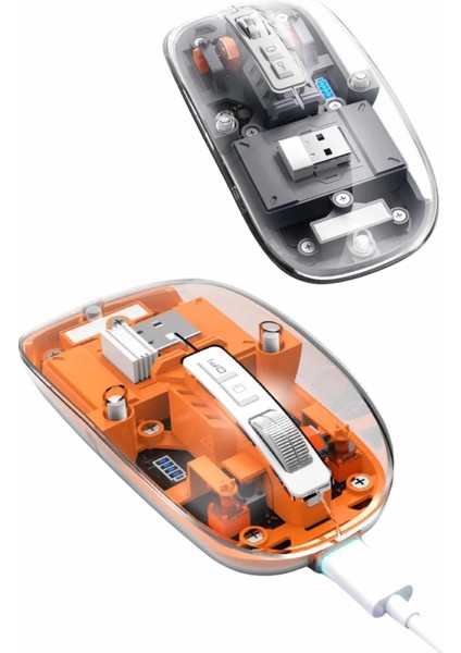 Mouse Fare Kablosuz Mouse Fare Şarjlı Bluetooth Sessiz 5 Tuşlu Şeffaf fiyatları