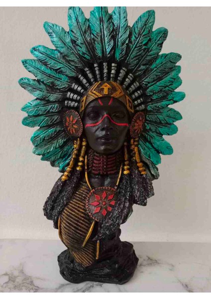 Kızılderili Kız Heykel, 31 Cm, Polyester Döküm Kaliteli Biblo fiyatları