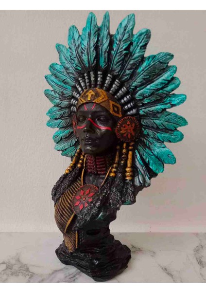 Kızılderili Kız Heykel, 31 Cm, Polyester Döküm Kaliteli Biblo modelleri