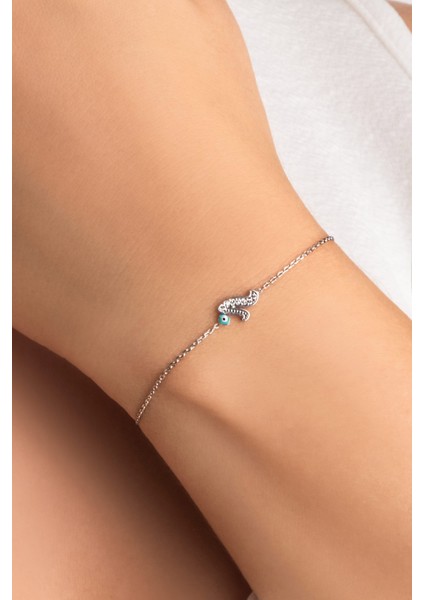 V Harfi 18 Ayar Beyaz Altın Kaplama 19 cm Gümüş Nazar Bileklik indirimleri