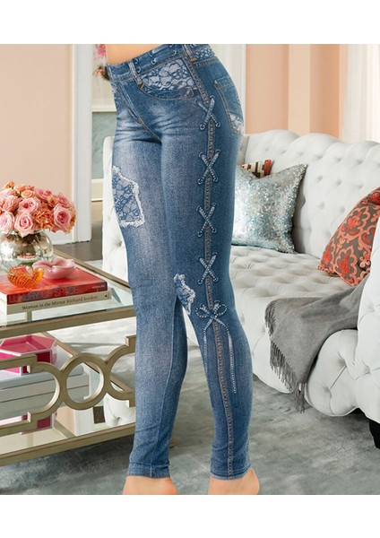 Derya Kurşun Kot Görünümlü Kadın Tayt 438-2 fiyatları