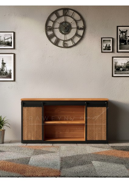 Genus Doğal Ahşap Sürgülü Konsol 120CM