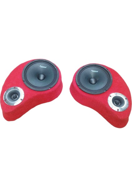 Polyesterli Boş Pandizot 20 cm Hoparlör 10 cm Tweeter Yuvalı Kırmızı Mdf (2 Adet Sağ ve Sol ) fiyatları