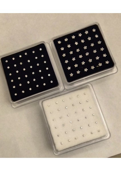 925 Ayar Gümüş Zirkon Taşlı Karışık Lot Iki Top Bir Yıldız Model Gümüş 3 Adet Ekonomik Hızma (1mm/2mm/4mm) modelleri