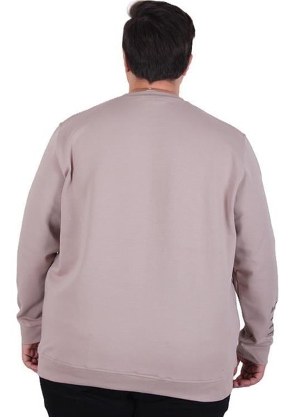 Büyük Beden Bisiklet Yaka Sweat Double Face 25707 Bej fırsatları